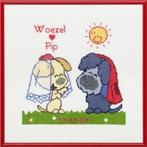 Borduurpakket Woezel en Pip trouwen 271010, Ophalen of Verzenden, Nieuw, Handborduren, Borduurpakket