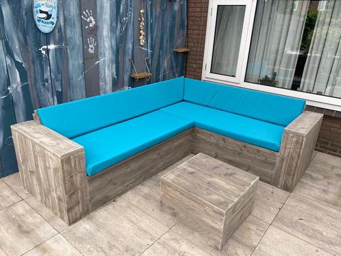 Steigerhout Hoekbank Loungebank Bank Op Maat Gemaakt!! SALE, Tuin en Terras, Tuinsets en Loungesets, Nieuw, Steigerhout, Hocker