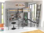 Pino hoogslaper met klein bureau - 90x200 - Grijs, Hoogslaper, Nieuw, Ophalen of Verzenden