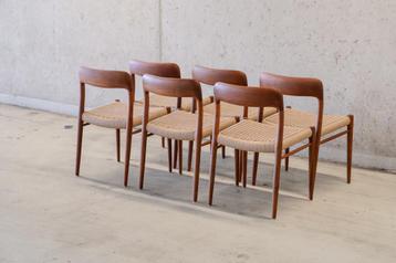 6x Niels Otto Møller eetkamerstoelen teak beschikbaar voor biedingen