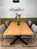 Set van vier grijze eettafelstoelen, Huis en Inrichting, Stoelen, Ophalen, Zo goed als nieuw, Metaal, Vier