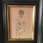 Potloodtekening Naakt Dame, Gesigneerd J.S (Jan Sluijters?), Ophalen of Verzenden