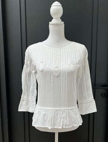 Zara witte katoenen geborduurde blouse maat XS
