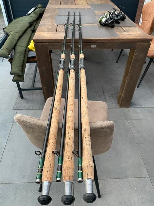 Set van 3 handgebouwde karperhengels 13ft, Watersport en Boten, Hengelsport | Karpervissen, Gebruikt, Complete set, Ophalen