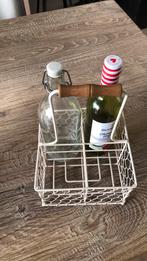 Brocante wijn- flessenrek voor 4 flessen, Huis en Inrichting, Ophalen of Verzenden, Nieuw, Metaal, Minder dan 5 flessen