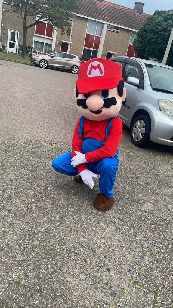 Mario mascotte kinderfeestjes te huur, Hobby en Vrije tijd, Feestartikelen | Verhuur, Ophalen of Verzenden