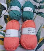 4 bollen wol, roze en groen, Ophalen of Verzenden, Nieuw, Breien of Haken, Wol of Garen