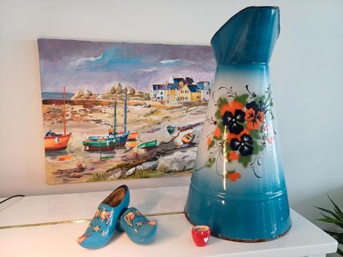 Franse Emaille Lampetkan met Viooltjes, Antiek en Kunst, Antiek | Emaille, Ophalen of Verzenden