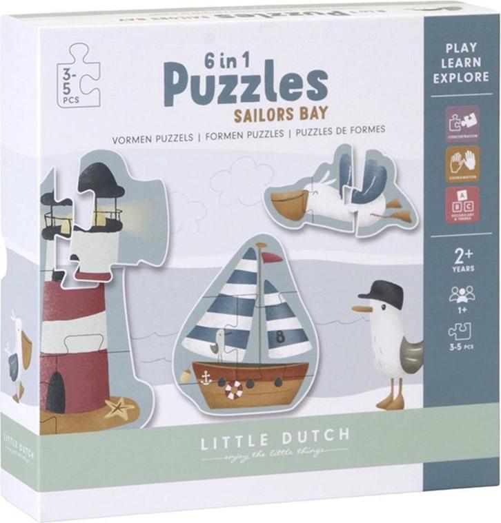 Little Dutch - Sailor Bays - Vormenpuzzel, Kinderen en Baby's, Speelgoed | Kinderpuzzels, Nieuw, 2 tot 4 jaar, 10 tot 50 stukjes