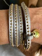 Marc Cain Leren Armband Zilver goudkleurig details, Gebruikt, Leer, Ophalen of Verzenden, Met bedels of kralen