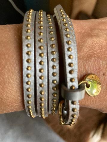 Marc Cain Leren Armband Zilver goudkleurig details beschikbaar voor biedingen