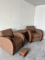 2 art deco stoelen met tafeltje en voetsteun jaren 30, Ophalen of Verzenden