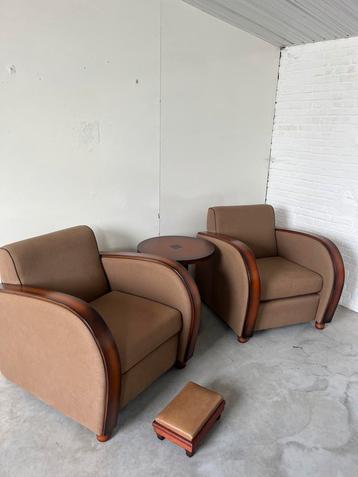 2 art deco stoelen met tafeltje en voetsteun jaren 30 beschikbaar voor biedingen