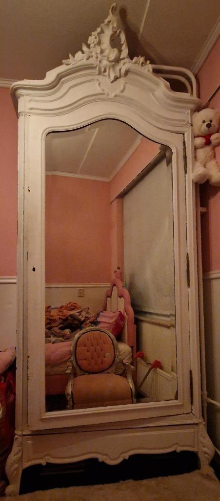 antieke mahonie houten spiegelkast, Huis en Inrichting, Kasten | Kledingkasten, Gebruikt, 200 cm of meer, 100 tot 150 cm, Minder dan 25 cm