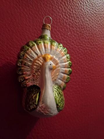 Vintage retro nostalgische kerstbal pauw beschikbaar voor biedingen
