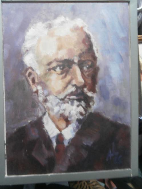 Schilderijtje Oude man met Baard en Snor, Antiek en Kunst, Kunst | Schilderijen | Klassiek, Ophalen of Verzenden