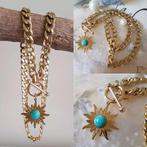 Goudkleurige Follow the Sun Ketting Goud Turquoise 🌞🌞🌞, Verzenden, Nieuw, Goud, Overige materialen