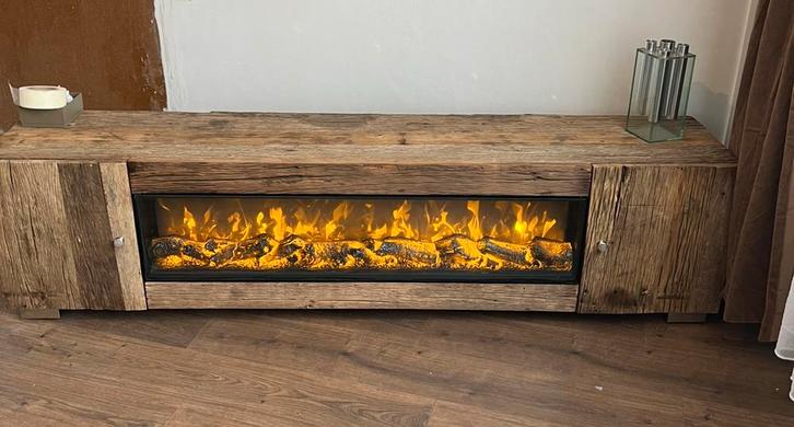 Mooie TV Kast met Open Haard Effect, Huis en Inrichting, Kasten | Televisiemeubels, Zo goed als nieuw, Minder dan 100 cm, 150 tot 200 cm