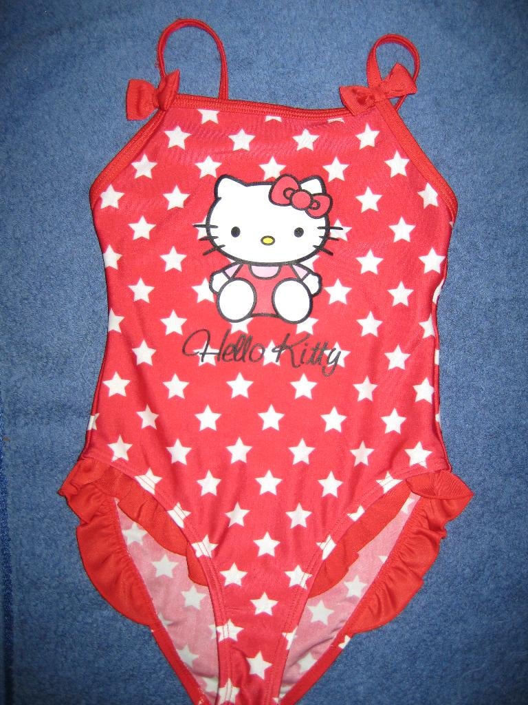 Rode badpak, 98/104, met witte sterren, Hello Kitty, Ophalen of Verzenden, Zo goed als nieuw, Meisje, Sport- of Zwemkleding