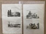 Ruim 35 gravures 1860,  afb. kastelen Duitsland, België e.a., Antiek en Kunst, Ophalen of Verzenden