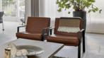 2 leren fauteuils- Cognac met zwarte staal- Montel, Ophalen, Zo goed als nieuw, Leer