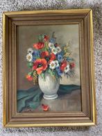 Klassiek Bloemenstilleven Schilderij Gesigneerd Ingelijst Ku, Antiek en Kunst, Ophalen of Verzenden