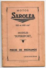Sarolea Supersport moto 500 en 600 cc onderdelenboek motor, Ophalen of Verzenden, Overige merken