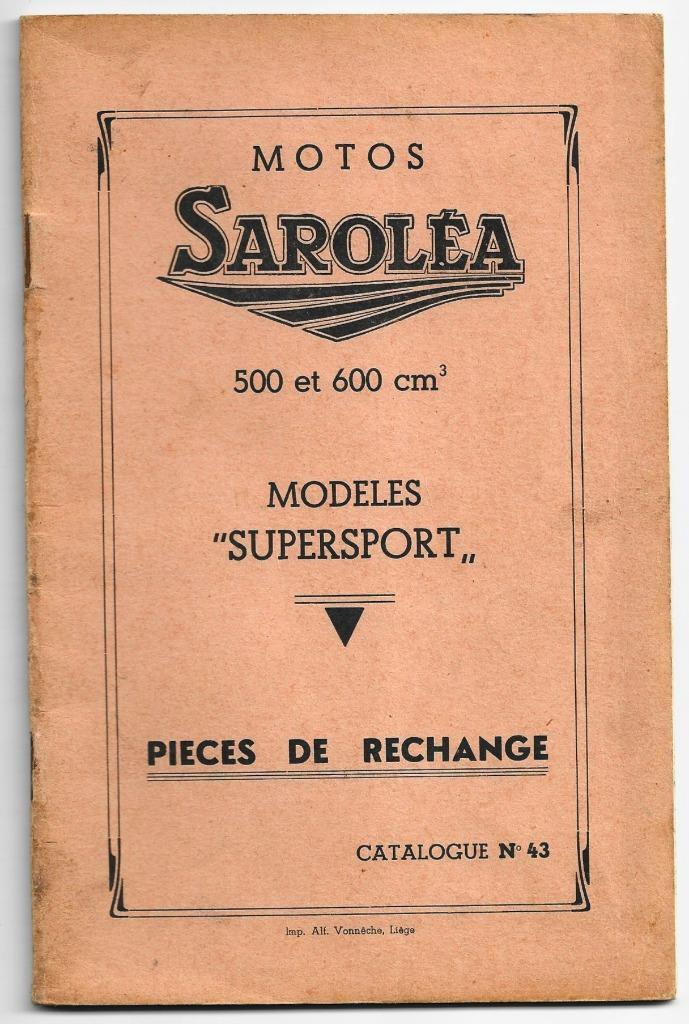 Sarolea Supersport moto 500 en 600 cc onderdelenboek motor, Motoren, Handleidingen en Instructieboekjes, Overige merken, Ophalen of Verzenden