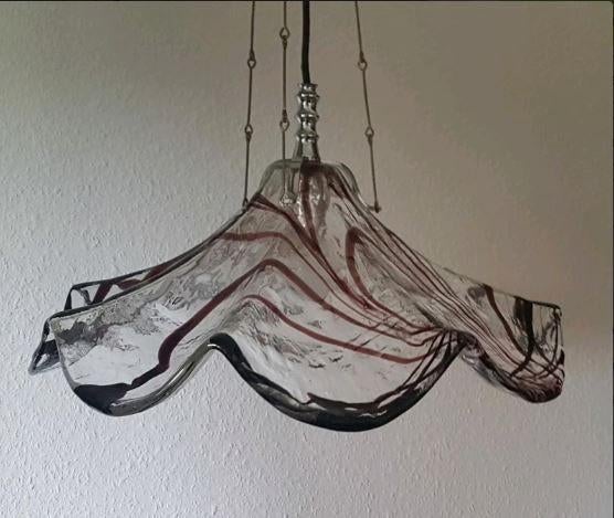 vintage Mazzega Murano hanglamp 70er jaren, Zo goed als nieuw, Glas, 75 cm of meer, Designer Italy