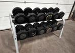 Technogym Dumbells 30kg t/m 42kg + Opbergrek, Sport en Fitness, Ophalen, Gebruikt, Dumbbell