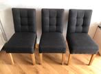 Stoel 3X Bruin gestoffeerd met gecapitonneerde rugleuning, Huis en Inrichting, Stoelen, Ophalen, Zo goed als nieuw, Bruin, Drie