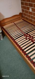 1 persoons grenen bed, Huis en Inrichting, Ophalen, Gebruikt, 90 cm, Eenpersoons