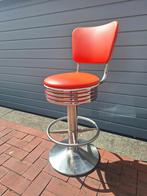 Retro Barkruk rood Chroom Verstelbaar, Huis en Inrichting, Barkrukken, Gebruikt, 60 tot 90 cm, Ophalen of Verzenden, 1 kruk