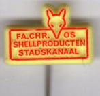 Fa. Chr Vos Sheel producten Stadskanaal speldje ( M_127 ), Verzenden, Nieuw, Transport, Speldje of Pin