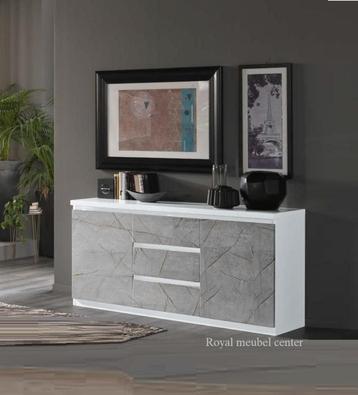 Hoogglans Commode Dressoir-zwart wit marmer- SALE---- beschikbaar voor biedingen