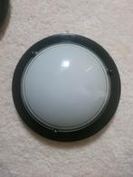 Zwarte Plafonnière met Melkwit Glas, Ophalen of Verzenden, Gebruikt, Glas, Modern