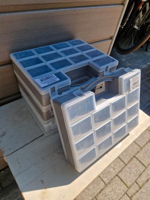 Dubbelzijdige sorteerdozen/-boxen 4 stuks ZGAN, Doe-het-zelf en Verbouw, Kratten en Dozen, Zo goed als nieuw, Doos, Minder dan 50 cm