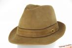 Vintage Gleufhoed Klassieke trilby licht bruin leer 56-57, Kleding | Heren, Hoeden en Petten, Ophalen of Verzenden, Gedragen, 57 cm (M, 7⅛ inch) of minder