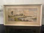 Schilderij dorp aan de rivier, Antiek en Kunst, Kunst | Schilderijen | Klassiek, Ophalen