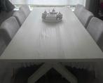 Witte eettafel met 6 stoelen., Huis en Inrichting, Complete eetkamers, Ophalen, Gebruikt, 4 tot 6 stoelen