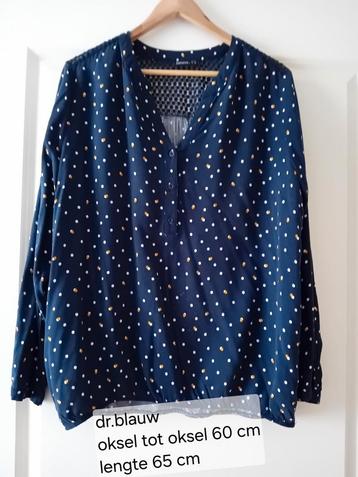 Dr.Blauwe/ oker/ wit stippen,damesblouse mt.44 beschikbaar voor biedingen