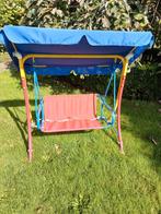 Leuke kinderschommelbank met blauw dak, Tuin en Terras, Tuinbanken, Ophalen of Verzenden, Gebruikt, Schommelbank