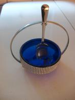 suikerschaaltje met blauw glas en inklusief lepel, Ophalen of Verzenden
