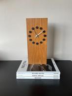 Retro Deense Swiss Teak Tafel Klok Rechthoekig 1960s, Ophalen of Verzenden, Gebruikt, Analoog, Wekker of Tafelklok