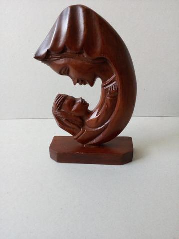 Maria/Moeder met kind. Beeldje. Houtsnijwerk. Vintage.  beschikbaar voor biedingen