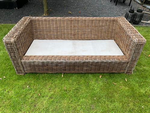 Rieten loungeset, Tuin en Terras, Tuinsets en Loungesets, Gebruikt, Loungeset, Rotan, 4 zitplaatsen, Bank, Stoel, Ophalen