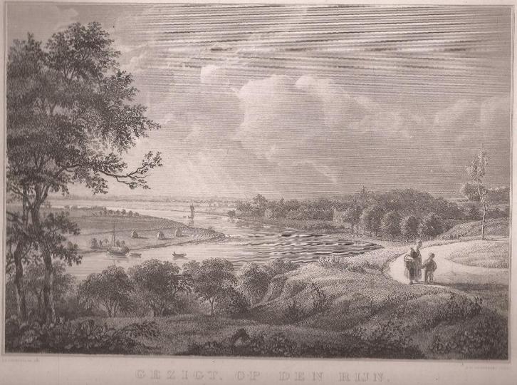 Arnhem Gezigt op den Rijn beneden de stad Arnhem 1838, Antiek en Kunst, Kunst | Etsen en Gravures, Ophalen of Verzenden
