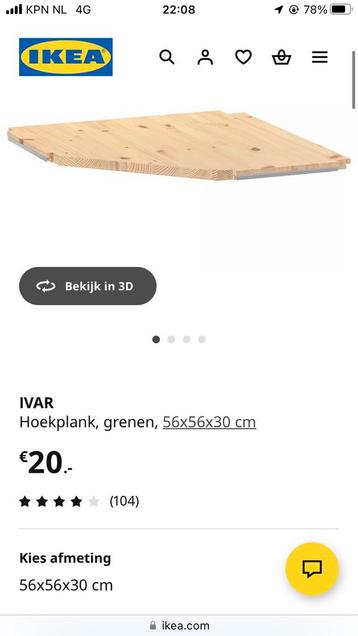 Hoekplank ivar 6 stuks - afbeelding 1