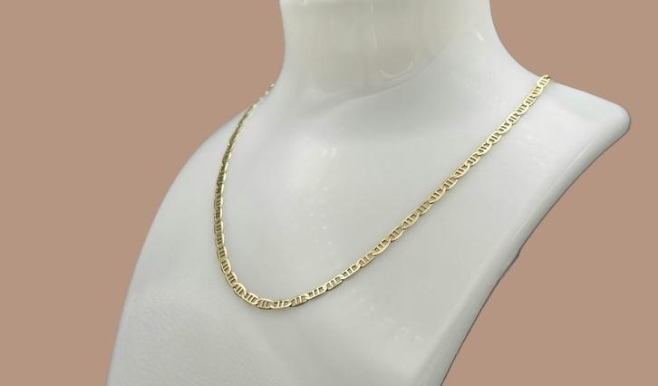 Gouden vintage schakel collier. 2025/648., Sieraden, Tassen en Uiterlijk, Kettingen, Zo goed als nieuw, Goud, Goud, Ophalen of Verzenden