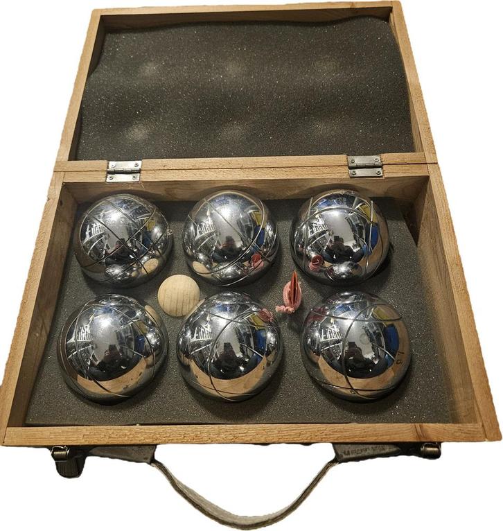 Jeu de boules set in houten kist, Hobby en Vrije tijd, Overige Hobby en Vrije tijd, Gebruikt, Ophalen of Verzenden